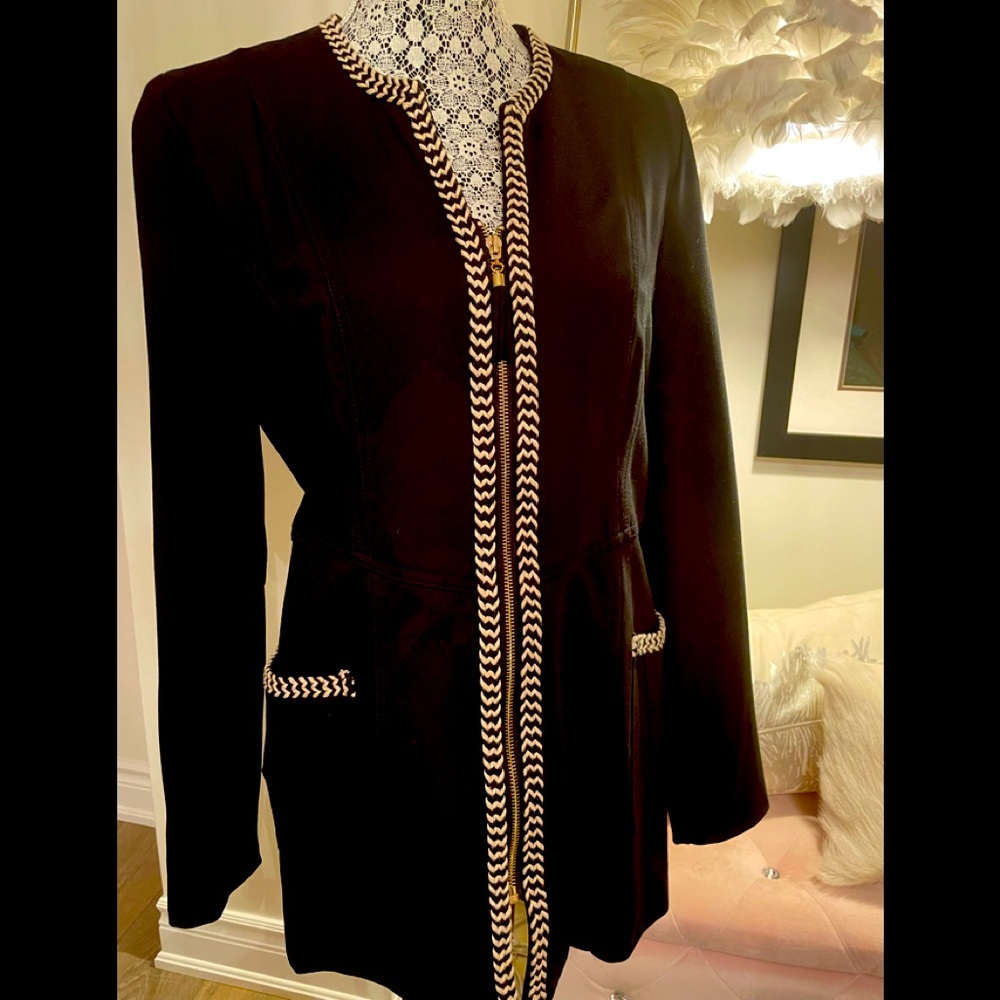 Fitted zip front dress jacket